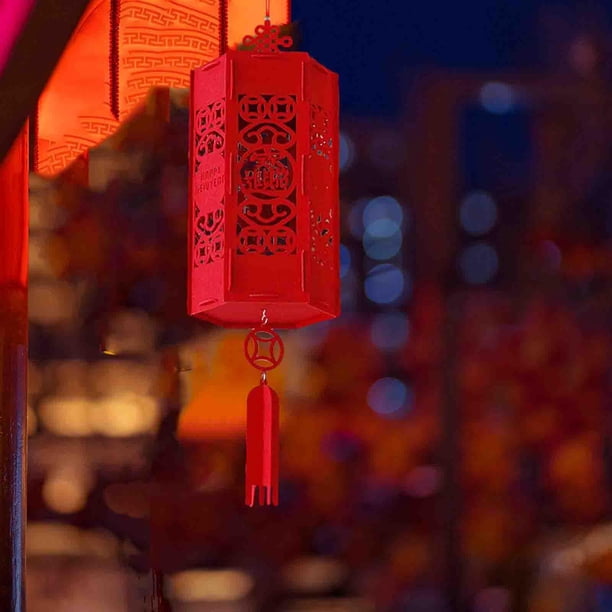 Linterna china roja BLESIY de rompecabezas 3D tela No tejida para decoración del hogar estilo C