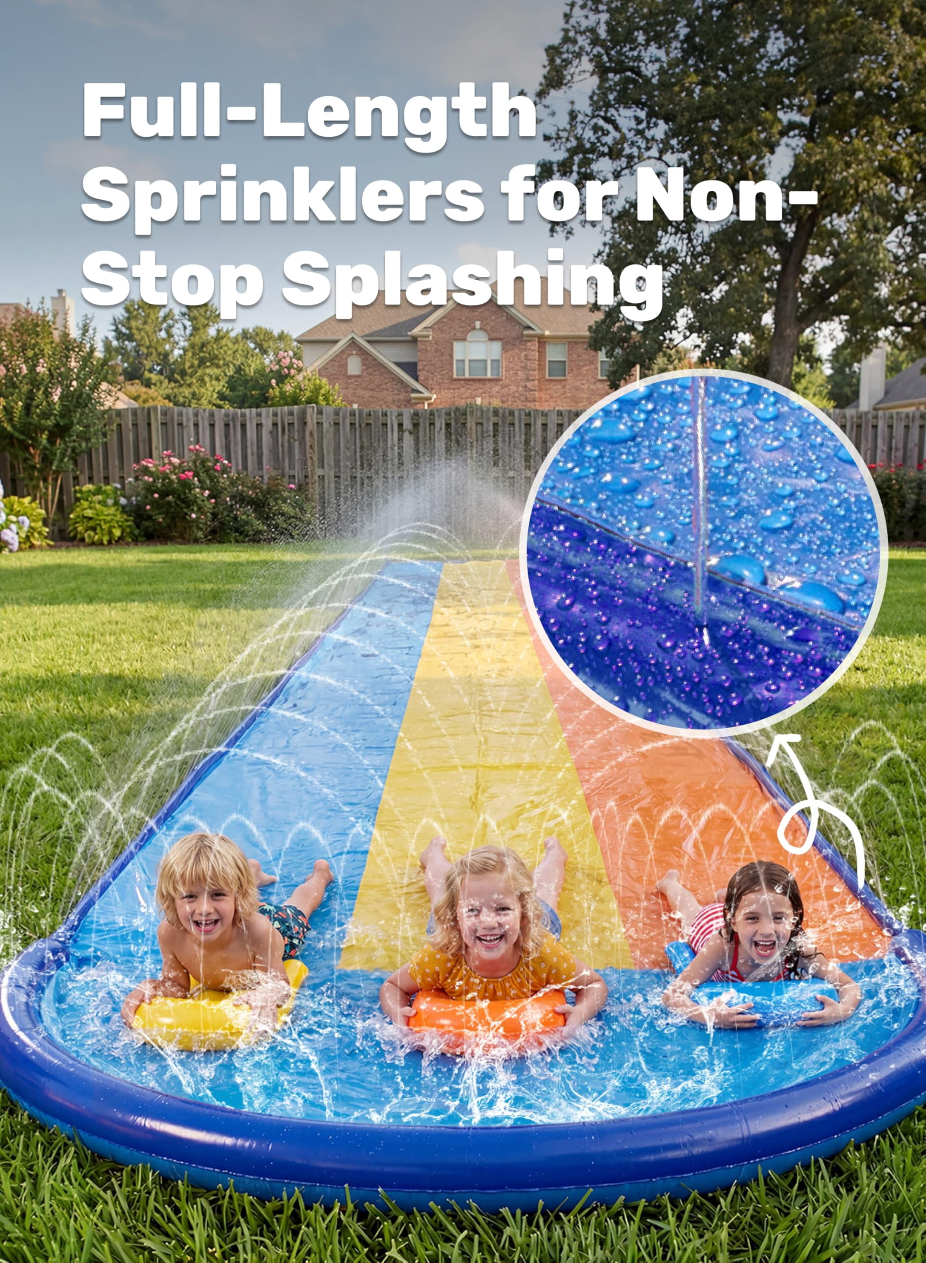 18ft Triple Water Slide with Bodyboards, Backyard Lawn Summer Water Play