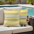 thumbnail image 6 of 2 Pack Outdoor Waterproof Throw Pillow Covers,Classic Yellow Gray Stripes Decorative Square Pillow Case Patio Pillowcases for Chair Couch Sofa 16x16in, 6 of 9