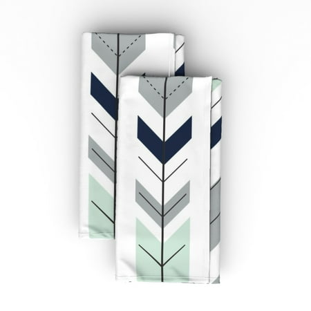 

Linen Cotton Canvas Dinner Napkins (Set of 2) - Fletching Arrow Northern Light White Arrow Blue Nursery Baby Boy Tribal Woodland Print Cloth Dinner Napkins by Spoonflower