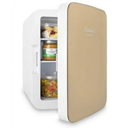Cooluli Infinity Gold 10 Liter Compact Portable Cooler Warmer Mini Fridge for Bedroom, Office, Dorm, Car - Great for Skincare & Cosmetics (110-240V/12V)