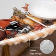 thumbnail image 3 of Fall Football Pumpkin Round Tablecloth, Fitted Table Cover with Elastic for 36"-44" Round Tables, Thanksgiving Maple Orange Check Autumn Table Cloth Outdoor Dinning Party Waterproof Tablecloths, 3 of 7