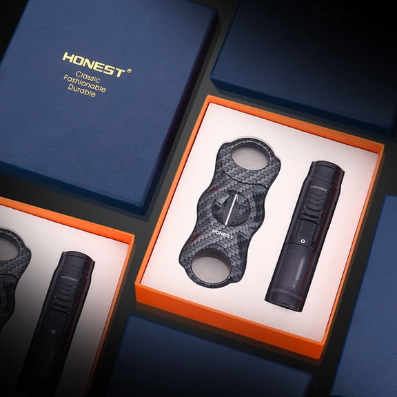 Cigar cutter lighter set high-end sharp stainless steel cigar cutter drill cigar special wholesale