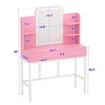 thumbnail image 2 of Aheaplus Vanity Desk, Vanity Desk with Mirror and Lights, Makeup Desk with Drawers, Vanity Set with 3 Color Lighting Options, Dressing Table with Storage Shelf for Bedroom, Pink, 2 of 8