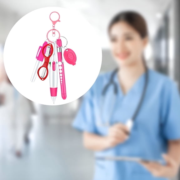 CCOCC 6 Pieces Nurse Pen Set Party Favor Office Supplies Gift Retractable Ball Pen Pink