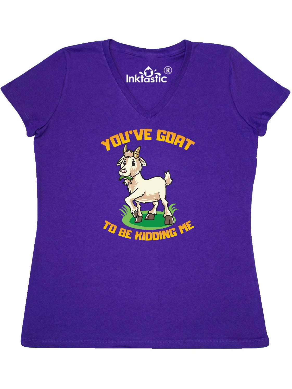 INKtastic Funny Goat Kid Joke Women's VNeck TShirt