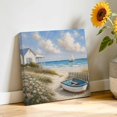thumbnail image 2 of Canvas Wall Art Coastal Boat Canvas Art Print Natural Sand Beach Sailboat Rustic Cottage Ocean Pictures Wall Decor for Living Room Bedroom Artwork Decorations Stretched Framed Ready to Hang 10"x10", 2 of 9