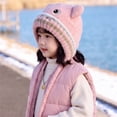 thumbnail image 6 of Wxirdrow Baby Hats Toddler Beanies Kids Cute Cat Knit Earflap Hat Fuzzy Fleece Lined Winter Warm Cartoon Protective Cold Weather Cap For Boys Girls Pink,2-8 Years, 6 of 6