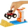 thumbnail image 3 of Hot Wheels Monster Trucks Launch & Bash Playset, 1:64 Scale Bone Shaker & 4 Crushable Cars, 3 of 7