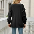 thumbnail image 3 of EQWLJWE Blouses à Manches Longues pour Femmes Mode Décontractée Couleur Unie Pull Ample à Manches Longues Col en V, 3 of 5
