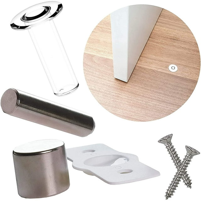 Fantom Hardware Magnetic Door Stop with Hold Open Function (Flush Mounted, No Trip Hazard, Modern Finish) - Clear