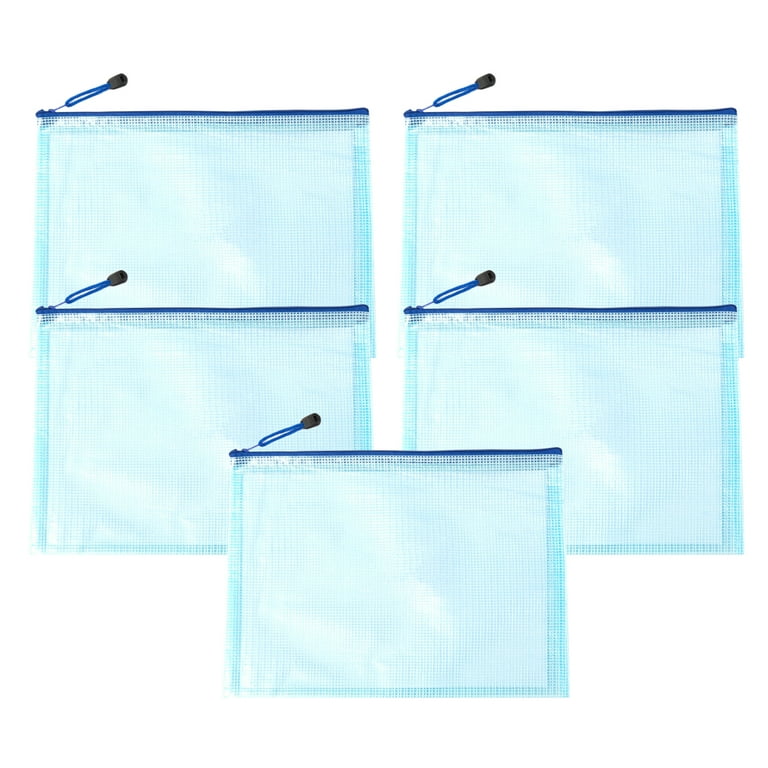 30 Pack Mesh Zipper Pouch Document Bag, A3|A4|A5 size, Each Size 10pcs, 5 Color Zipper Bags, for Office, Home and Business Travel