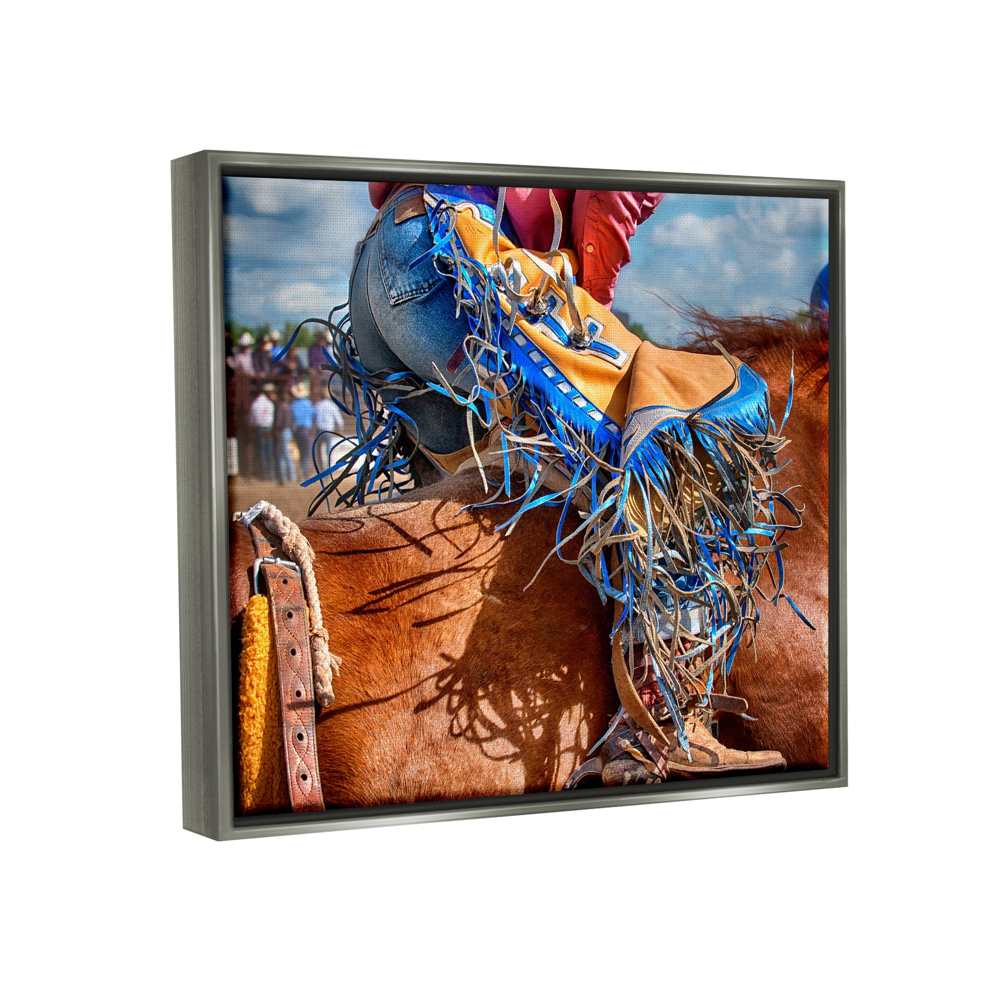 Stupell Industries Cowboy at Rodeo Photography Animals & Insects Photography Gray Floater Framed Art Print Wall Art, 31 x 25