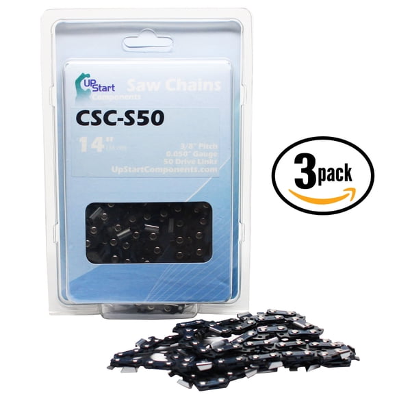 3-Pack 14" Semi Chisel Saw Chain for Stihl MS 170 Chainsaws - (14 inch, 3/8" Low Profile Pitch, 0.050" Gauge, 50 Drive Links, CSC-S50)