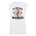thumbnail image 4 of Wang6 Womens 4th of July Loose Tank Tops Summer I Am Just Hear for the Wieners Letter Printed Sleeveless Tops Causal Crew Neck Graphic Tshirts 0526liWhite XL, 4 of 4