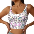 thumbnail image 3 of Goofa Summer with Flamingo Printed Sports Bras for Women, High Impact Running Bra Workout Crop Tank Tops Longline Sports Bra Push up-Small, 3 of 9