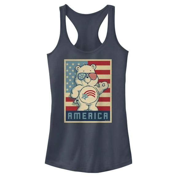 Junior's Care Bears Retro America Cares Bear Racerback Tank Top