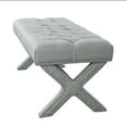 thumbnail image 5 of Kari Light Grey Linen Bench - Button Tufted, Silver Nailhead Trim, X-Legs, 5 of 7
