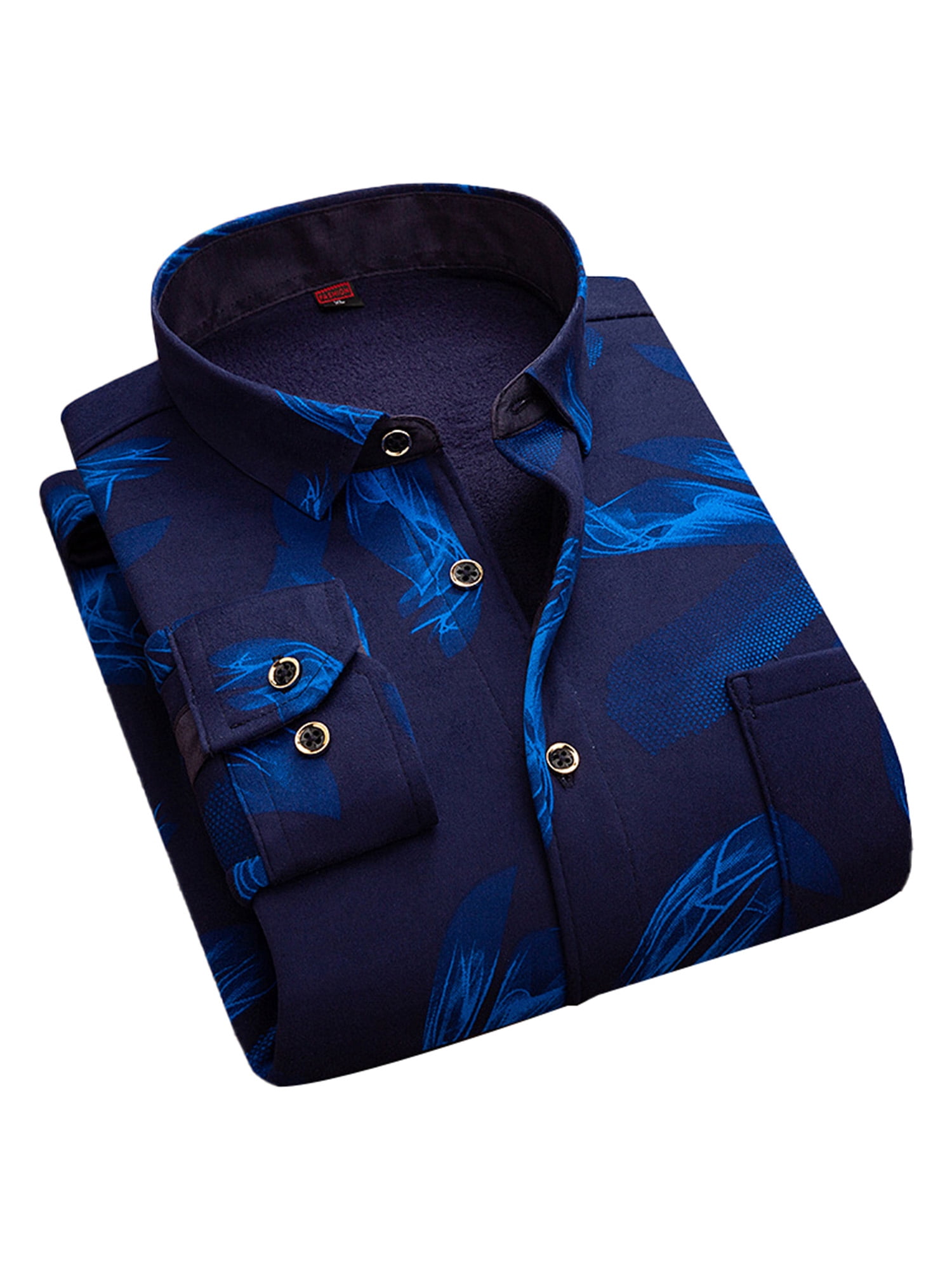 HiMONE Mens Padded Fleece Plaid Shirt Plus Size Lapel Long Sleeve Button Down with Pockets Casual Slim Fit for Winter Warm Clothes, Men's, Size: XL,