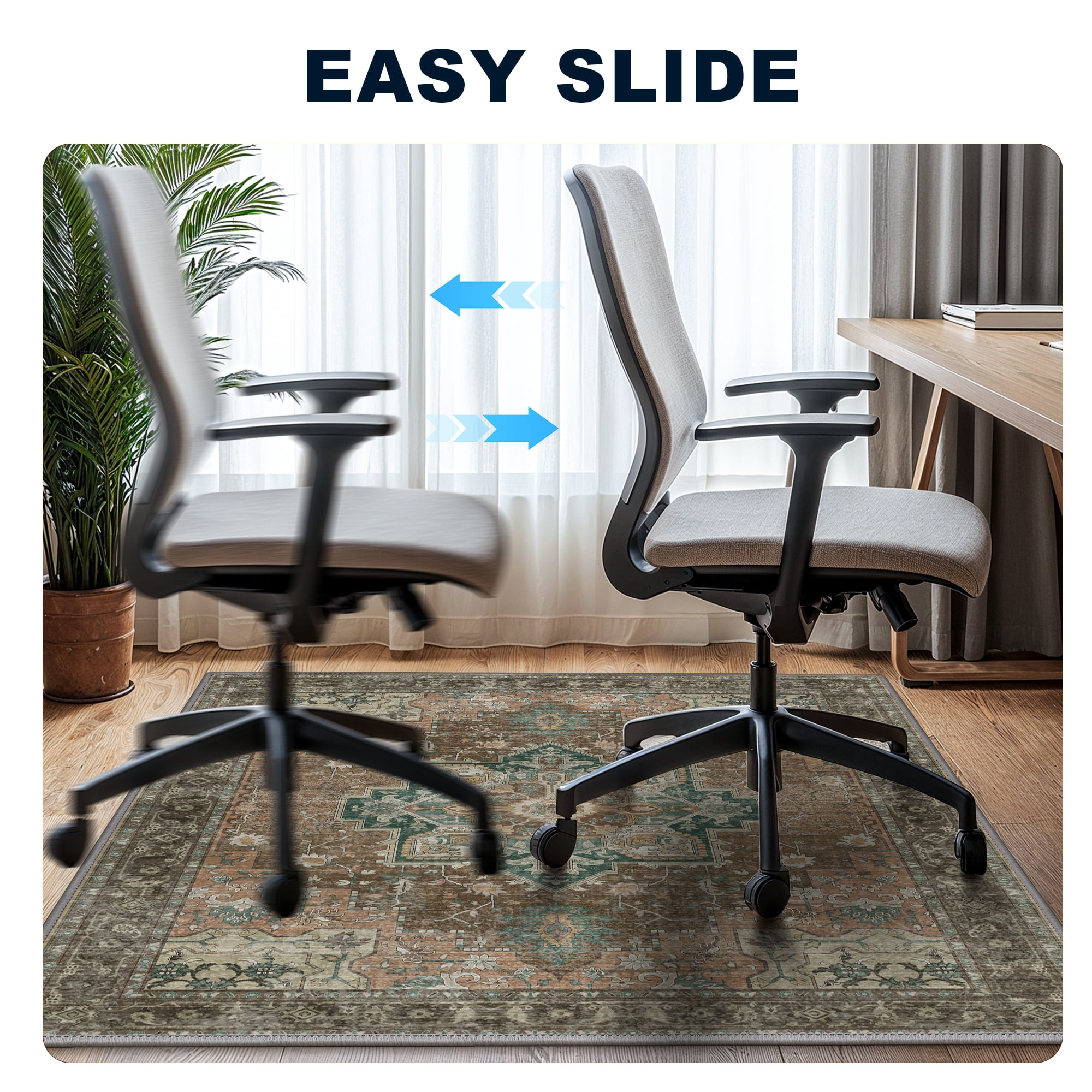 KUETH 36''X48'' Protective Flooring Office Chair Mat for Hardwood Floor and Tile Floor, Heavy Duty Desk Chair Mat for Carpets, Anti Slip Office Floor Mats for Rolling Chairs, Low Pile Under Desk Rug