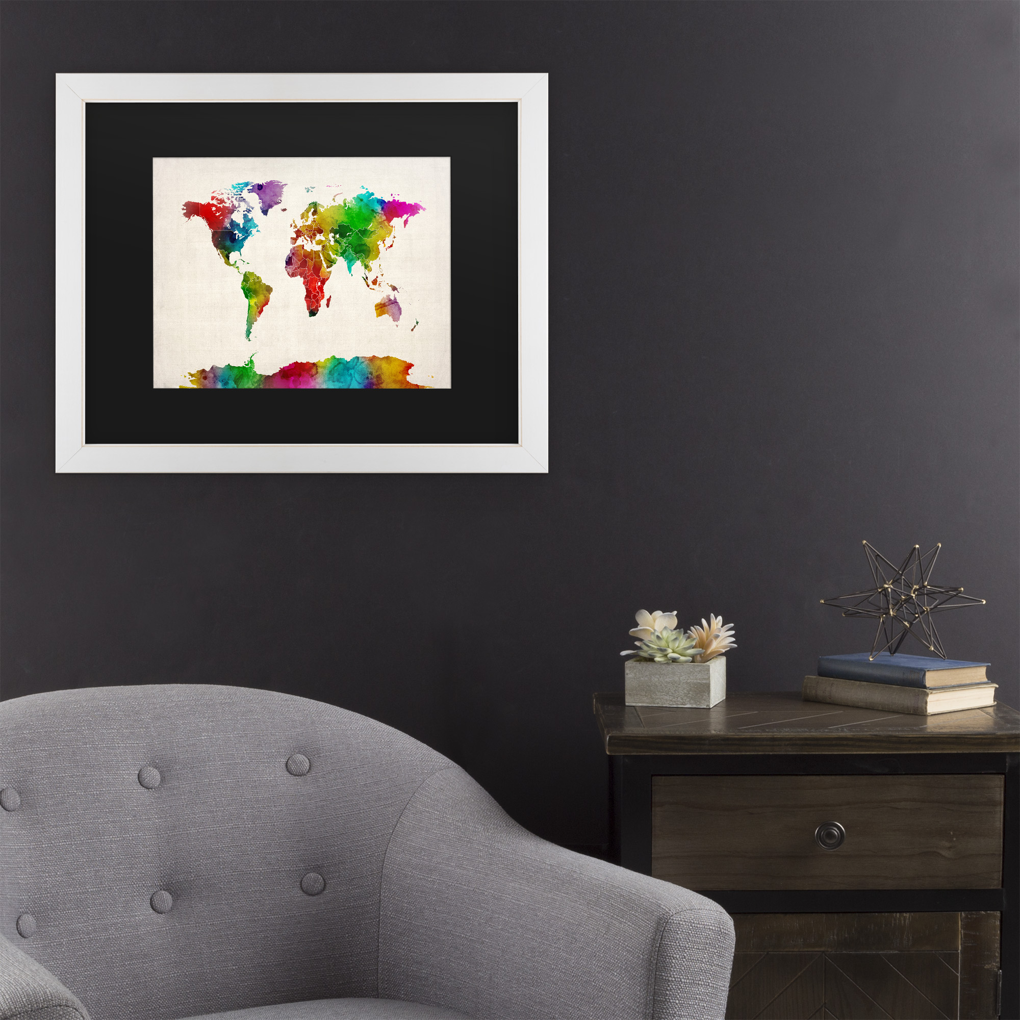 Trademark Fine Art 'Watercolor World Map II' Canvas Art by Michael Tompsett