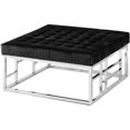 thumbnail image 1 of Best Master Furniture 36" Carré Tissu de Velours Moderne Accent Pouf en Noir, 1 of 1