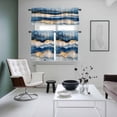 thumbnail image 5 of Abstract Waves Kitchen Curtains Valances and Tiers Set of 3 Blue White Gold Oil Painting Retro Style Tier Curtains and Valance with Rod Pocket for Small Windows, 27.5"x24", 5 of 9