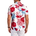 thumbnail image 4 of QHRMKOG Mens Short Sleeve Shirts Loose Fit Tropical Print Hawaiian Shirt Light Holiday Button Down Beach Shirt Summer Trendy Top White L, 4 of 6