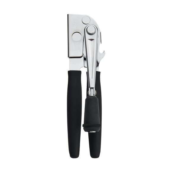 Empuñadura plegable abatible para abrir latas, fácil de girar, negra