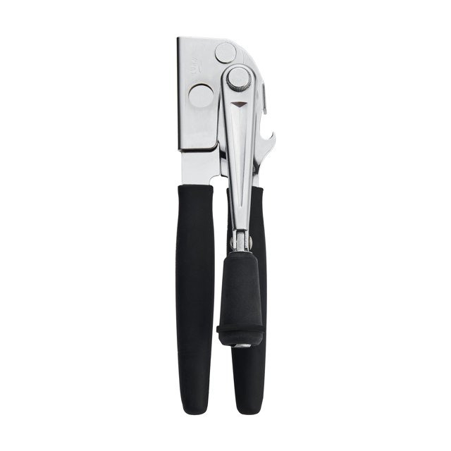 Empuñadura plegable abatible para abrir latas, fácil de girar, negra