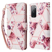 Dteck Marble Patterned Case for Samsung Galaxy S20 FE 6.5-inch,Magnetic Leather Card Holder Wallet Kickstand Galaxy S20 FE 5G Case Flip Shockproof Protective Cover with Strap,Rosegold