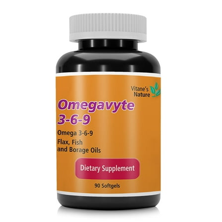 Vitane Supplements Omega 3-6-9 1200mg with a Blend of Organic Flax Oil, Borage Seed Oil, Essential Fatty Acids - Supporting Cardiovascular Health & Brain Health-90 Softgels