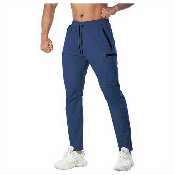 WRKEKC Casual Pants for Men Solid Color Hiking Outdoor Athletic Casual Fitness Running Training Quick Dry Breathable Long Pants for Men's Outdoor Sports and Workouts