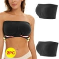 thumbnail image 3 of SPZTSX 2PCS Women's Non Padded Strapless Bra Bandeau Bra Wireless Bandeau Seamless Multiway Supportive Tube Top Bralette, 3 of 3