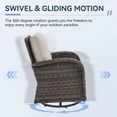 thumbnail image 4 of Giantfurnni 3PCS Patio Wicker Furniture Set Outdoor Rattan Swivel Rocking Chairs with Side Table Outdoor Glider Rocker Bistro Set with Cushions, 4 of 10