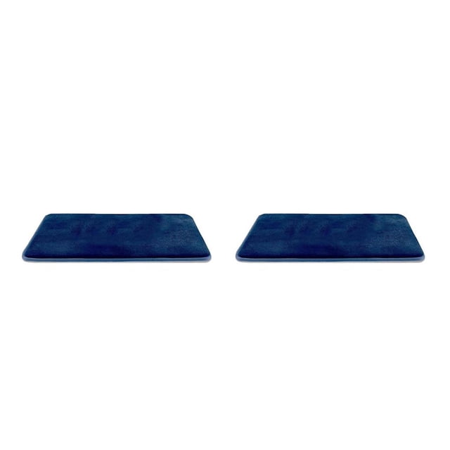 Kearding Alfombrilla de baño absorción de agua alfombras de terciopelo antideslizantes alfombras de baño de Color sólido alfombras de Azul oscuro 2Conjunto