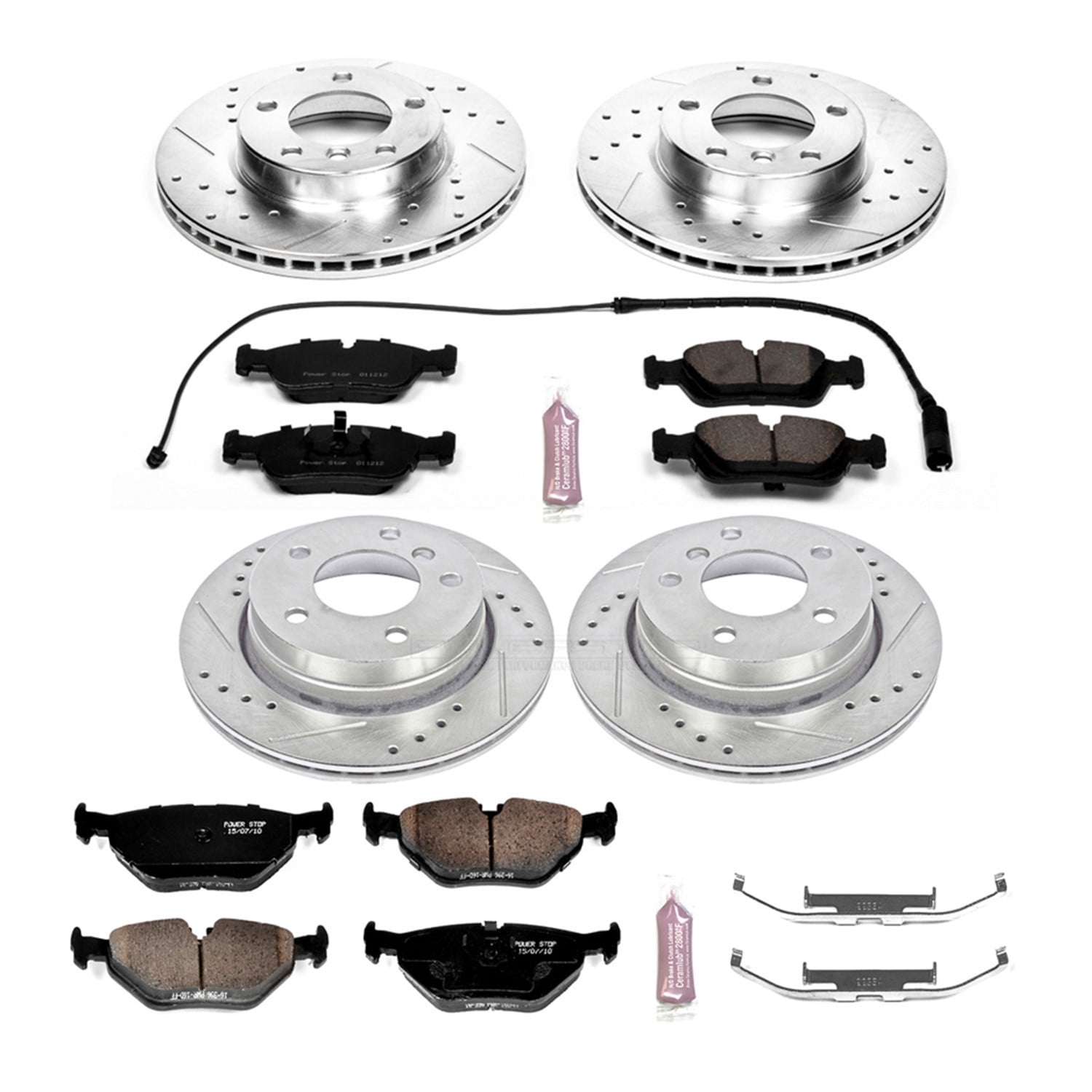 Power Stop Front and Rear Brake Kit with Drilled & Slotted Rotors and Ceramic Brake Pads K499