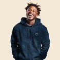 thumbnail image 3 of Dalix Smile Face Embroidered Fleece Hoodie Mineral Wash Long Sleeve Sweatshirt Mens in Navy Blue L Large, 3 of 5