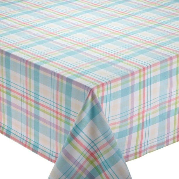 Dii Easter Basket Plaid Round Kitchen Tablecloth 70 Diameter 100 Cotton Multiple Sizes Shapes Com Dii Easter Basket Plaid Round Kitchen, Round Kitchen Tablecloth