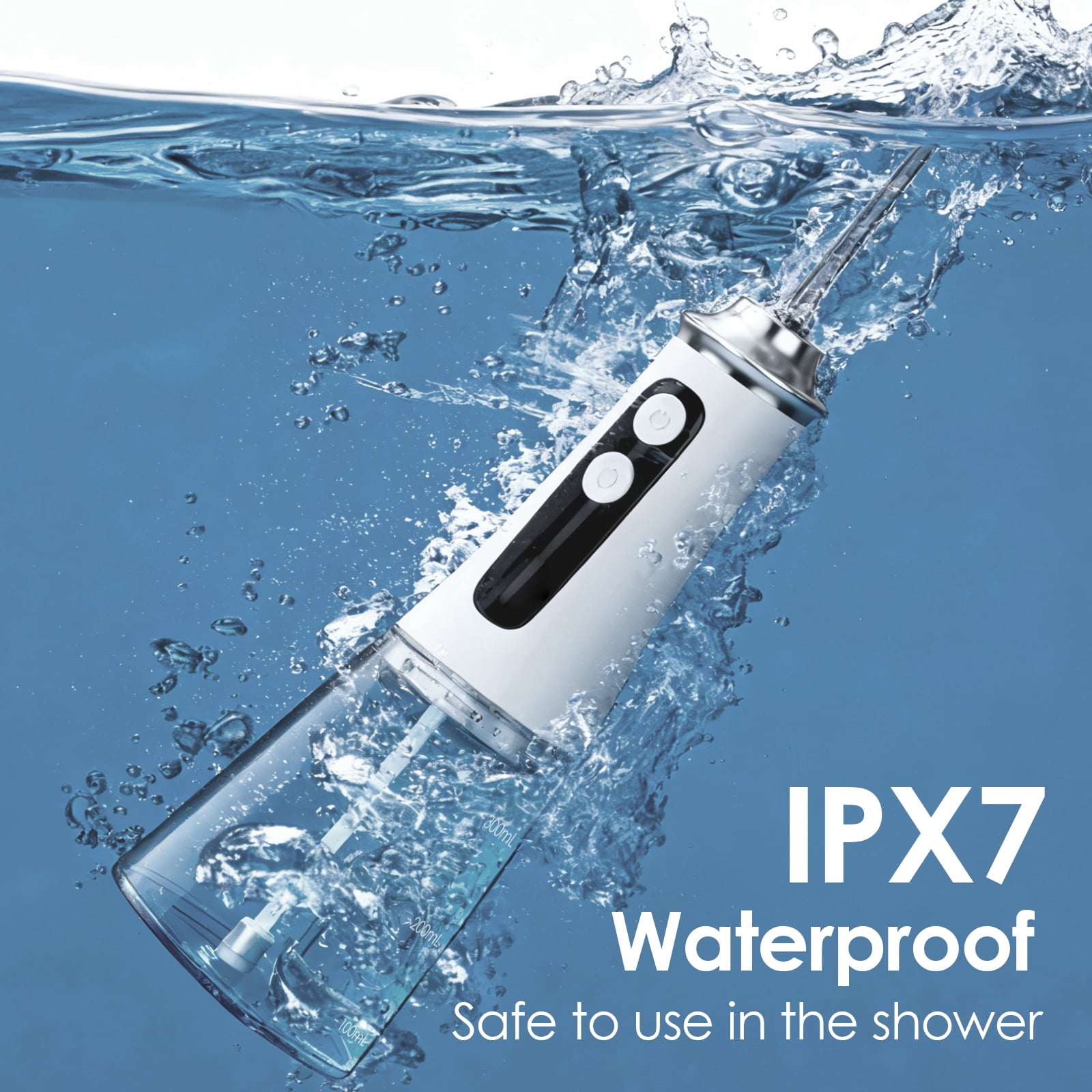 Hooyapik Cordless Water Flosser 300ml 9 Modes Adjustable Pressure for Gum & Braces, 4 Tips, White