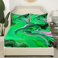 thumbnail image 3 of Erosebridal Geometric Stripe Queen Sheet Set Green Marbling Sheets Women, Pink Sequins Bed Set Watercolor Swirl Bed Sheets Set, Abstract Stone Pattern Fitted Sheet 4-Piece, 3 of 5