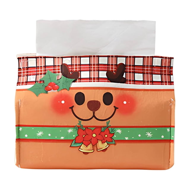 Christmas Table Decorations Non-Woven Cartoons Tissue Box Cover Accent