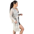thumbnail image 2 of Ivory Long Pointelle Duster - Lightweight Open Front Cardigan Sweater, 2 of 4
