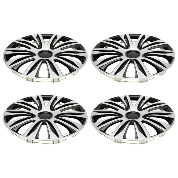 Unique Bargains Car Wheel Rim Hub Cover Wheel Hub Cap R13 / 13 Inch Wheel Skins Decorative Wheel Rim Cover Replacement Plastic Black Silver Tone 4 Pcs