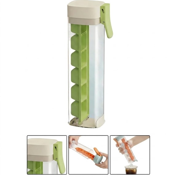 One Ice Cube Maker Press-Type 6-Cavity Square Ice Maker with Airtight Lid, Space-Saving Portable Ice Box for Home and Office