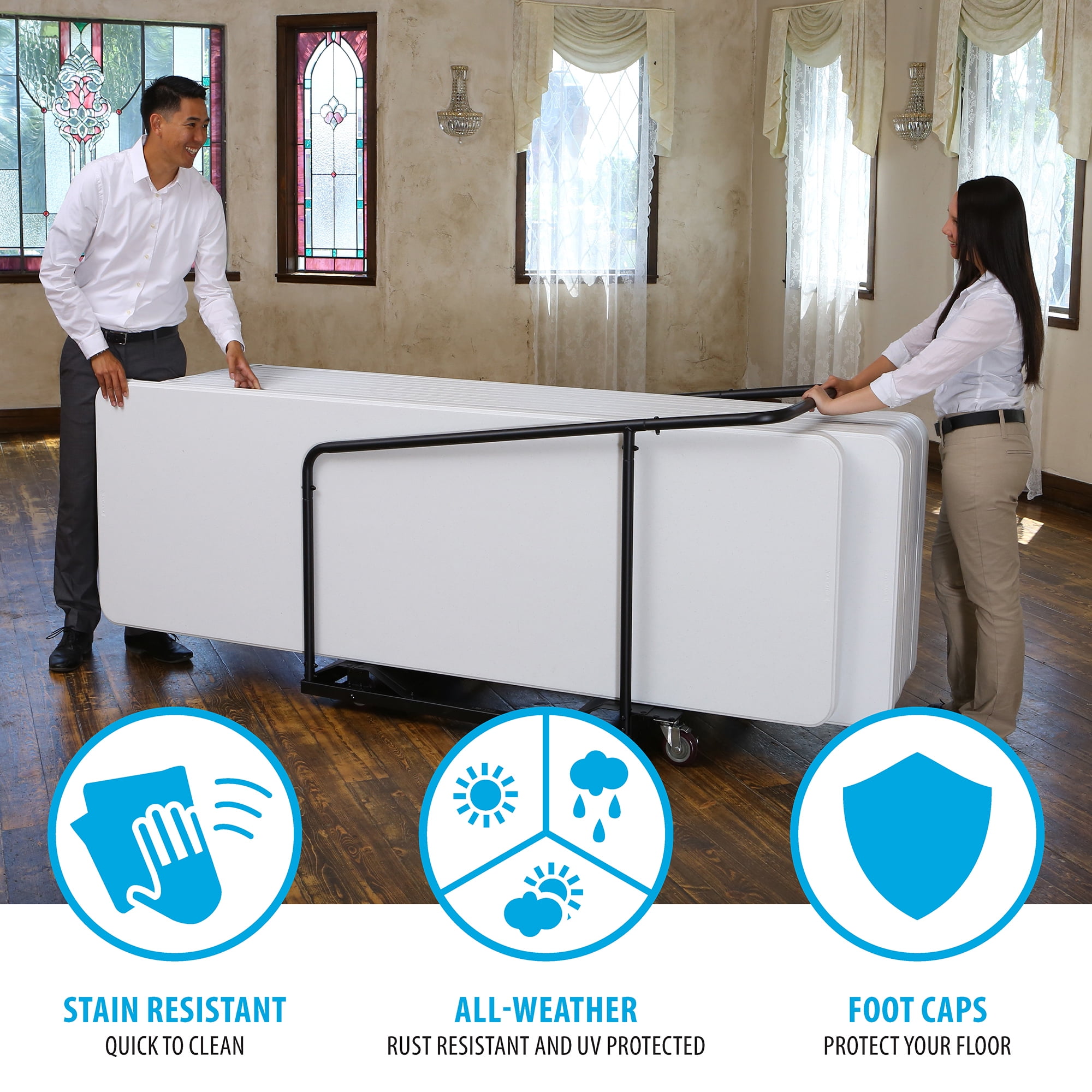 Lifetime 8 ft. Folding Tables, White, Set of 22 with Cart Lifetime 8 ft. Folding Tables, White, Set of 22 with Cart