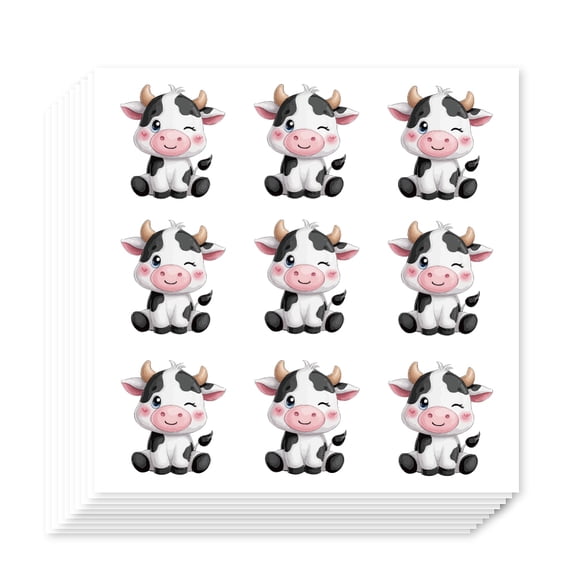 180 Pieces Self-Adhesive Cow Labels Stickers 1 Inch Cartoon Animal Stickers for Planner Calendar Scrapbooking Crafting Bag Seal Party Gift Decor