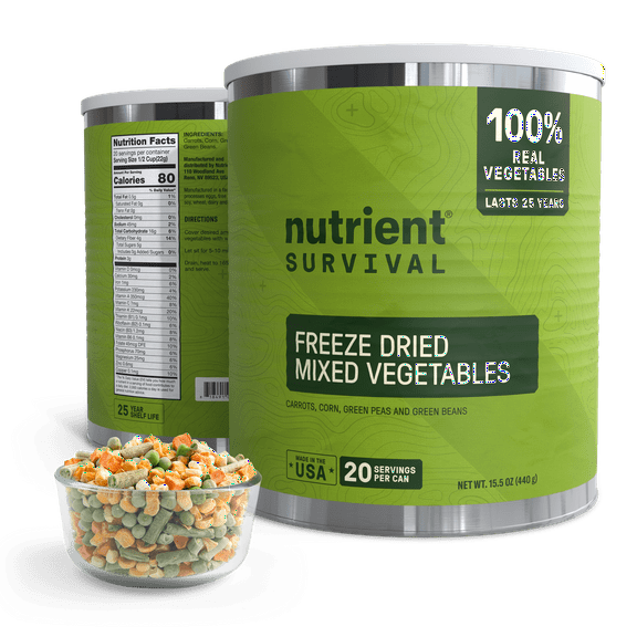 Freeze Dried Mixed vegetables #10 Can 25 Year Shelf Life