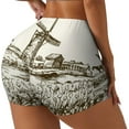 thumbnail image 1 of Balery Dutch Windmill Pantalones cortos de entrenamiento estampados para mujer, sin costuras, ajustados, para gimnasio, yoga, correr, deportes, ejercicio activo, fitness.-X-Large, 1 of 8