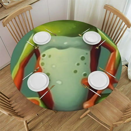 

Sheronv Frog Theme Round Tablecloth Stain Resistant and Washable - Perfect for Indoor and Outdoor Use at Kitchen Dining Wedding Parties - 100% Polyester Table Cover 54 -58